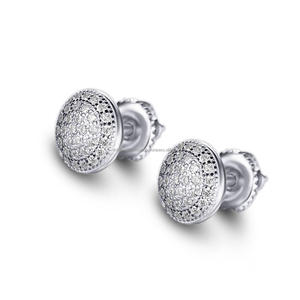 Magníficos Pendientes Redondos de Moissanita y Diamantes, Plata de Ley 925, Joyería Brillante de Primera Calidad para Hombres y Mujeres - Product Image 1