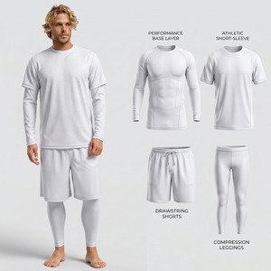 Rashguard à manches longues noir pour homme avec short et leggings, vêtements d'entraînement à séchage rapide, compression, Spandex/Nylon Micah MC-RG-004 - Product Image 3