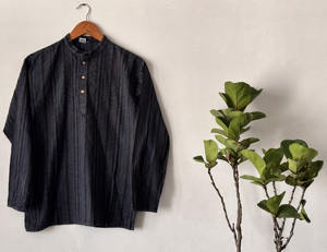 Kurta Nepalí Ligera de Seda y Algodón para Hombre, para Fiestas, Corta, de Manga Larga, Transpirable, de Verano, con Materiales Reciclados, de Secado Rápido - Product Image 4