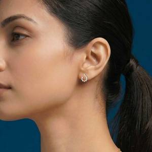 Luxury 14K Gold Filled Princess Cut Diamond Huggie Earrings Women's Geometric <b>Stud</b> Jewelry Everyday Wear - Product Image 3