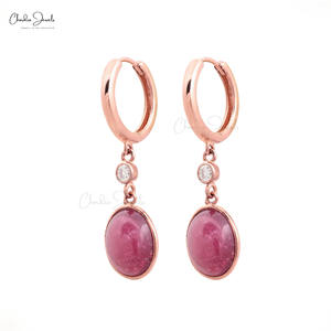 Pendientes Colgantes de Turmalina Rosa Natural de Calidad Premium de 5.03CTW con Cierre de Seguridad, Pendientes de Oro Sólido de 14k con Diamantes, Venta al por Mayor - Product Image 2