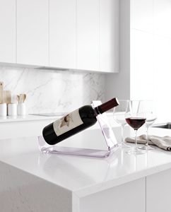 Modern Clear Acrylic Glossy Finish Pre-Assembled for Countertop Corner Wine Holder Rack Stylish Design Home <b>Bar</b> Kitchen - Product Image 3