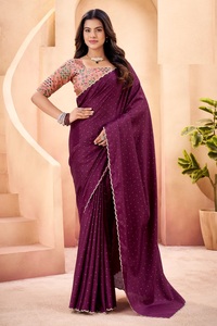 New Design Silk Tusser Weaving Butti Saree with Cutwork Border & Digital Print for Party Occasions - Product Image 4