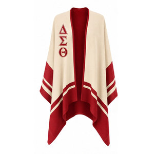 Cape en laine Delta Sigma Theta DST, sororité grecque, design color block, impression par transfert thermique, long poncho pour femmes, toutes saisons - Product Image 2