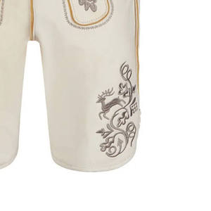 Shorts Bermuda Homme Blancs Brodés en Cuir, Taille Haute, Style Toile Décontracté avec Motif Floral et Broderie Main - Product Image 4