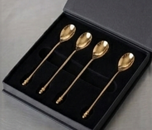 Cuillères à cocktail en acier inoxydable plaqué or de luxe, réutilisables, pour mélanger les cocktails - Product Image 3