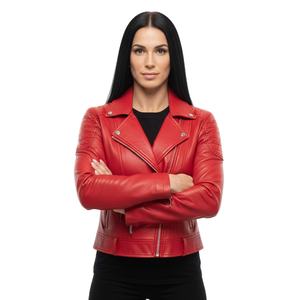 Veste de motard en cuir véritable de qualité supérieure pour femmes, streetwear, en plusieurs couleurs, vente en gros - Product Image 1