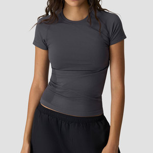 Ropa Deportiva de Bajo Precio, Material Spandex/Poliéster, Camiseta Lisa para Mujer, Ropa de Gimnasio, Compresión, Ropa de Entrenamiento al Aire Libre - Product Image 1