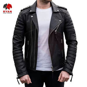 เสื้อแจ็คเก็ตหนังผู้ชาย คุณภาพสูง สีพื้น โลโก้สั่งทำได้ สไตล์โดดเด่น ไซส์ใหญ่ รับผลิตแบบ OEM ODM จากโรงงาน - Product Image 1
