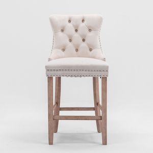 Sgabelli da Bar Contemporanei in Velluto Imbottito con Decorazione Trapuntata a Bottoni, Gambe in Legno e Finitura Cromata con Borchie, Stile Leisure - Product Image 2