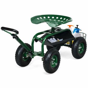 Heavy Duty Garden Storage <b>Cart</b> with 360 Swivel Seat and <b>Tool</b> Tray - Product Image 5