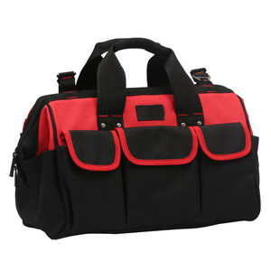 Sac à outils rouge et noir en toile, sac de transport utilitaire, pochette pour équipement avec poches avant pour atelier, garage - Product Image 1
