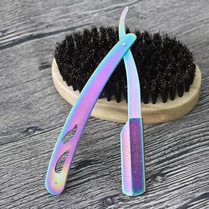 Rainbow Stainless Steel Folding Straight Razor Single Blade Face Shaver for <b>Beard</b> and Hair Detailing - Product Image 4