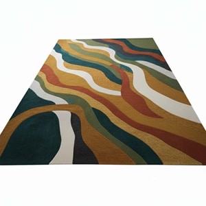 Modern Multicolor Geometric Area Rug Abstract Hand Tufted Rug Styling Home Rug Cozy Rug Wool Rug Livingroom Bedroom Home Decor - Product Image 5