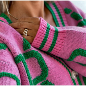 Suéter Cárdigan Personalizado para Mujer de Saleh Enterprises, Acrílico/Nailon, Clásico, Moderno, Manga Larga, Tejido Acanalado, Cierre de Botones, Casual - Product Image 4