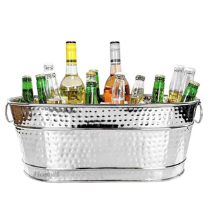 Classic Galvanized Metal Wine Tub & Beverage Cooler Rust-Resistant Ice Bucket With Handles For Parties Weddings & Outdoor Events - Product Image 6