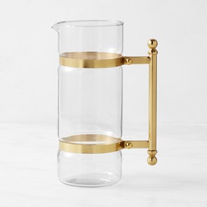 Jarra de Vidrio Premium con Asa y Bandas de Metal Dorado, Diseño Moderno para Garrafa, Jarra de Lujo para Catering y Comidas Fines - Product Image 1