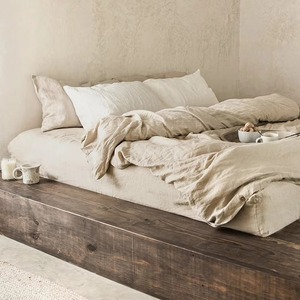 Eco-friendly Linen Sheets Nature Pure Linen <b>Ruffle</b> <b>Bedding</b> Set for Home Hotel - Product Image 5