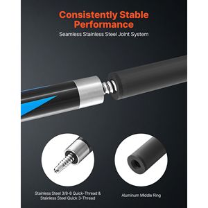 Stecca da Biliardo in Fibra di Carbonio da 58 Pollici, 19.5 oz, con Punta in Legno, per Salto e Break, 1 Pezzo - Product Image 4