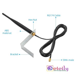 ETEILY คุณภาพสูง 4G 5dBi เสาอากาศยาง RG174 สายเคเบิล+ สำหรับขั้วต่อชาย (พร้อมขายึด) รุ่น ET-LT5RLB-1L3-SMS - Product Image 2