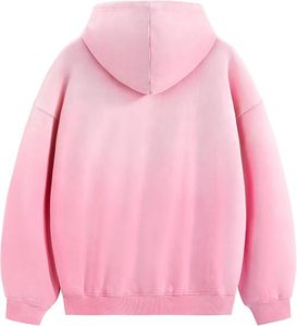 Sweat à capuche rose en polaire pour homme, 100% coton, coupe classique, avec poche, pour l'hiver, vêtement décontracté - Product Image 2