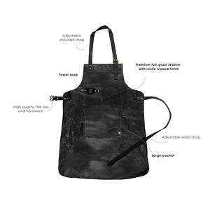 Delantal de Cuero Negro con Bolsillo, Correa Ajustable, Sin Mangas, para Cocina, Chef, Barista - Product Image 3
