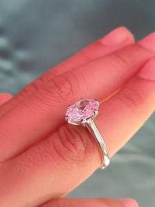 Anillo Solitario de Moissanita Rosa con Corte Ovalado para Mujer, Plata 925 Original, Regalo de Aniversario para Pareja, Joyería - Product Image 4