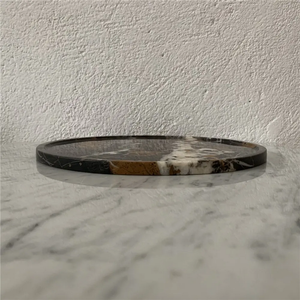 Plateau de service rond en marbre noir et or, pierre naturelle, décoration de luxe pour la maison, résistant au feu, revêtement mural de cuisine - Product Image 4