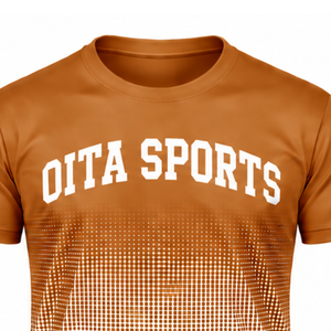 T-shirt de sport pour homme à manches courtes et col rond, dégradé cuivre et blanc, imprimé par sublimation, personnalisé pour l'entraînement et la performance - Product Image 3