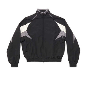 Conjunto Deportivo Unisex Negro con Cierre de Cremallera Completo, Diseño con Bloques de Color, Estilo Vintage, Ropa de Verano, 100% Nailon, Corte Regular - Product Image 2