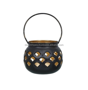 Portavelas votivo de Metal hecho a mano grabado Bhakhoor Pot para decoración del hogar comedor y Navidad por Decor IMPEX - Product Image 1