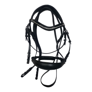 Brida de Cuero Negra de Tamaño Completo con Adornos de Cristal, Diseño Ecuestre Costa Sports - Product Image 4