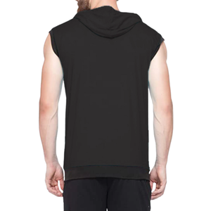 Hoodie sans manches zippé noir brodé sur mesure pour homme, en molleton 100% coton épais, coupe ajustée, idéal pour l'hiver, la gym et le sport - Product Image 2