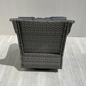 Silla giratoria moderna y cómoda de ratán PE para exteriores con estructura de acero gris y cojín impreso a todo color, directamente desde Vietnam. - Product Image 6