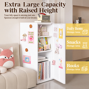 Armoire de rangement compacte à une seule porte avec 2 étagères réglables, organisateur de chevet gain de place pour chambre à coucher, chambre d'enfant et maison - Product Image 3