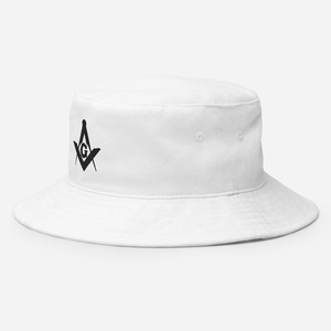 Master Mason Blue Lodge Bucket <b>Hat</b> - White 100% Cotton Custom Masonic Bucket <b>Hat</b> - Product Image 2