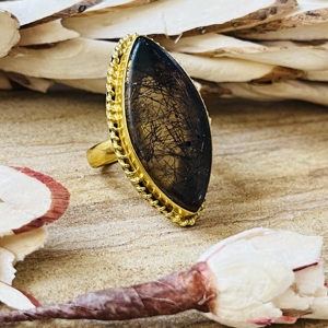 High Demand Rutilated Quartz <b>Ring</b> Boho Statement <b>Ring</b> For Women 18k Gold Plated Brass <b>Chunky</b> Handmade <b>Ring</b> Wholesale <b>Ring</b> - Product Image 3