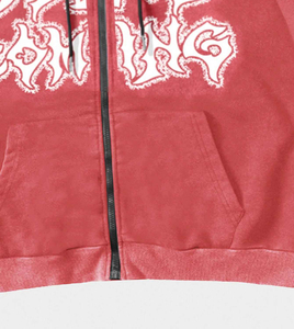 Cyber Y2K <b>Hoodie</b> Men Zip Up Devil Horn <b>Hoodie</b> Green <b>Gothic</b> Graphic Print Sweatshirt Harajuku Streetwear Loose Fit Heavyweight - Product Image 4