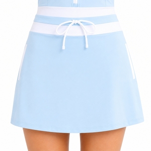 Robe de golf pour femme avec fermeture éclair blanche et taille à cordon de serrage, style sportif, manches courtes, col polo, séchage rapide, tissu premium, ensemble de golf - Product Image 4