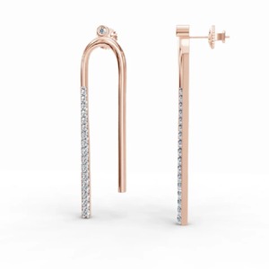 IGI Certified Lab Grown Diamond U Shape <b>Drop</b> Earrings 9KT Yellow / White & Rose Gold Minimalist Linear Dangle Earrings for Women - Product Image 3