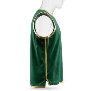 Men's Sleeveless Baseball Jersey-Emerald Green <b>Gold</b> Breathable <b>Mesh</b> Tank <b>Top</b> Polyester Casual Summer Sporty - Product Image 5