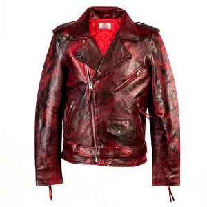 Blouson de motard formel pour homme en cuir métallisé, col montant, zippé, respirant, coupe-vent, streetwear, pour le printemps et l'automne - Product Image 4