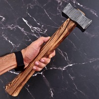 Marteau en acier Damas forgé à la main avec manche en bois – Marteau de forgeron robuste pour le forgeage, le travail des métaux et l'utilisation industrielle