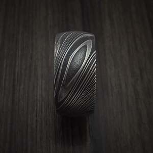 Custom Handmade Damascus Steel <b>Ring</b> <b>Mens</b> Wedding Band <b>Unique</b> Wood Grain Pattern Comfort Fit Jewelry Manufacturer Wholesale - Product Image 4