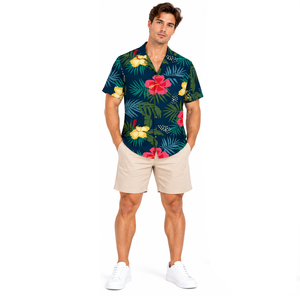 Chemise de vacances pour homme, imprimée sur mesure, en polyester léger, vêtement de voyage tendance à boutons - Product Image 6