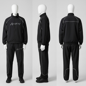 Conjunto de Dos Piezas Unisex para Adultos, Pantalones Deportivos Casuales con Capucha, Estilo Holgado, para Otoño, Transpirables, 100% Poliéster - Product Image 1