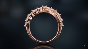 Anillo de lazo cruzado Marquise de varias filas, moderno, de oro rosa de 14K, con diamantes cultivados en laboratorio, banda de boda, chapado en rodio, joyería OEM personalizada - Product Image 3