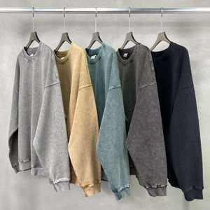 Sudadera Vintage Negra Lavada Personalizada, 400GSM, Felpa Francesa Gruesa, Cuello Redondo para Hombre, 100% Algodón, Temporada de Invierno - Product Image 6