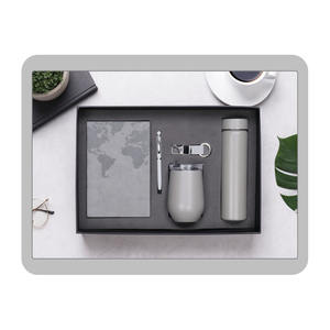 Business Gift Set PU <b>Leather</b> <b>Diary</b> Premium Pen Keychain Coffee Tumbler Water Bottle Personalized Customized Color Embossed - Product Image 1