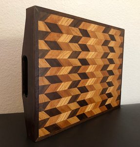 Plateau en bois de noyer moderne avec poignées, plateau de service pour la décoration du salon, idée cadeau pour la maison, artisanat MS, emballage multi-pièces - Product Image 6